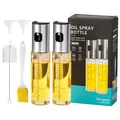 Kitchen oil sprayer set with two 100ml glass bottles, funnels and cleaning brush - 304 Stainless Steel Nozzle/HD Glass Bottle/Funnel/Cleaning Brush Set