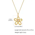 Detailed view of hollow gold flower pendant with dimensions 2.3cm x 2.27cm and chain specs - Gold Zircon Flower Necklace (NC-2481G)