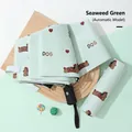 Automatic seaweed green folding umbrella with cartoon dog design and UV protection - 306 Automatic / Fruit Green Dachshund