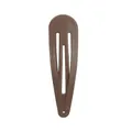 Single matte dark brown teardrop metal hair clip for girls with minimalist retro design - Reddish Brown