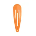 Vibrant bright orange teardrop metal snap hair clip for kids in a smooth painted finish - Orange