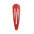 Vibrant red 5cm teardrop-shaped metal snap hair clip with smooth painted finish - Red