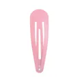 Single pink matte snap clip for kids featuring a classic teardrop shape and metal finish - Pink