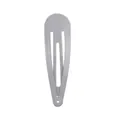 Sleek 5cm light grey matte snap hair clip in a teardrop design for kids and women - Silver Gray