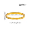 Bracelet en acier inoxydable doré avec motif à carreaux et diamètre intérieur de 6 cm - Style Texture Olive en Losange (szyy031) / Doré