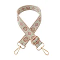 Adjustable 3.8cm jacquard guitar style bag strap with red and green floral patterns - Beige-Light Green Nude Pink Flower