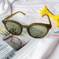 Occhiali da sole rotondi verde oliva traslucidi per bambini con lenti colorate marine - Verde