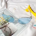 Occhiali da sole rotondi per bambini con montatura trasparente e lenti blu chiaro - Blu