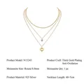 Dreilagige Halskette aus 925 Silber mit Herzanhänger und 8mm Moissanit in Goldoptik - N15243 2ct Moissanit - Herz Lagenlook