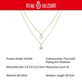Double-layered 925 silver gold necklace with crescent moon and star moissanite pendants - N15244 18 Stones Moissanite - Star & Moon Layered