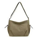 Bolso bandolera de nailon caqui con múltiples bolsillos y correa ajustable - Caqui