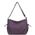 Bolso bandolera de nailon morado con múltiples bolsillos y correa ajustable - Morado