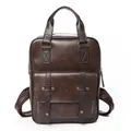 Zaino vintage in ecopelle marrone scuro con manici e fibbie in metallo retrò - Marrone Caffè