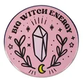 Spilla smaltata Big Witch Energy con cristalli viola e motivi lunari celestiali - Energia di Grande Strega