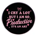 I Cry A Lot But I Am Productive Anstecknadel mit rosa Schleife und Sternenmuster - I Am Productive Stil