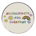 Accessibility for Everyone enamel brooch with colorful hand-drawn sun and rainbow icons - Accessibility For Everyone