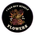 Spilla rotonda in smalto I Can Buy Myself Flowers con fiori retrò e base in metallo nero - Stile I Can Buy Myself Flowers