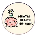Épingle en émail Mental Health Matters avec cerveau rose et fleur sur badge rond - Santé Mentale