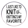 Spilla tonda in metallo per maglieria con scritta I Just Like To Knit e gomitolo - Stile Amante della Maglia (I Want to Knit)