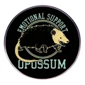 Retro round emotional support opossum enamel pin badge in black metal alloy style - Emotional Support Opossum