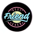 Runde Best Friend Ever Emaille-Anstecknadel mit bunten Sternen und schwarzem Finish - Best Friend Ever Stil (Einmal Ein Guter Freund)