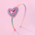 Rainbow glitter headband for girls featuring a 3D heart-shaped sequin decoration - Multicolor Rainbow Heart Headband