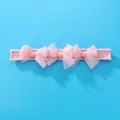 Fascia elastica rosa per neonati con tre fiocchi in rete su sfondo blu brillante - Fascia Rosa