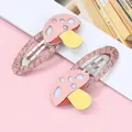 Barrettes à cheveux champignon pour filles avec pinces BB en métal rose doré texturé - Rose