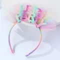 Détail de serre-tête LET'S PARTY à paillettes arc-en-ciel et décoration en tulle - Let's Party / Arc-en-ciel