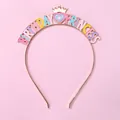 Détail du serre-tête couronne doré avec lettres Birthday Princess émaillées colorées - Serre-tête Couronne Doré / Doré