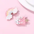 Détail de pinces à cheveux pailletées arc-en-ciel et glace avec strass brillants - Style Arc-en-Ciel Glace (HCH065)