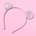 Rosa Haarreif mit holografischen Muschel-Pailletten für Mädchen Haarschmuck - Rosa Muschel Stirnband