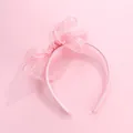 Serre-tête rose pour enfants avec grand nœud en organza et finition pailletée douce - Serre-tête Nœud Rose