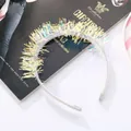 Glitzerndes holografisches Lametta-Stirnband mit weißen Anti-Rutsch-Zähnen für Kinder und Partys - Irisierendes Silber
