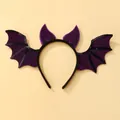 Dettaglio del cerchietto con ali di pipistrello glitter viola e paillettes per Halloween - Cerchietto Pipistrello Viola