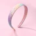 Glitter rainbow headband with sparkling sequins and comfortable pink velvet lining - Rainbow Gradient Wide Sponge Style