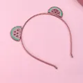 Détail d'un serre-tête en tissu rose avec des tranches de pastèque à paillettes brodées - Rose (Style Pastèque)