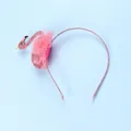 Détail d'un serre-tête flamant rose à paillettes avec tulle doux et petite couronne dorée - Flamant Rose