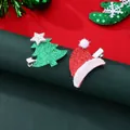 Glittery Christmas tree and Santa hat hair clip set for holiday party celebrations - Christmas Tree And Christmas Hat Set