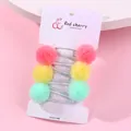 Details von 6-teiligem Kinder-Haarclip-Set mit bunten Netzbällen und Silberglitzer-Finish - Rot Gelb Grün