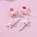 Set di fermagli e elastici per capelli unicorno rosa per bambine con glitter e nappe - Anello Per Capelli E Fermaglio Rosa