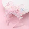 Pink mermaid lace bow headband with glitter shells and stars for girls princess party - Pink Bow Style