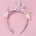 Detail of mermaid headband with glitter crown, shells, and flowers on pink background - Pink Flower Crown Headband