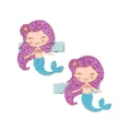 Detail of glitter mermaid hair clips for girls with sequins and blue ribbon-wrapped base - Mermaid Shape