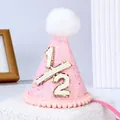 Rosa Pailletten 1/2 Geburtstagshut mit weißem Bommel für Baby-Party-Fotoshooting - Halbes Jahr 1/2 Stil / Rosa 1/2 Geburtstag Spitzhut (HT009)