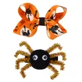 Détails de pinces à cheveux Halloween avec nœud sorcière orange et araignée noire - Style Araignée Nœud Orange