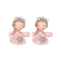 Paire de barrettes princesse à paillettes roses et couronnes argentées pour petites filles - Style Princesse à Couronne / Rose/Argent