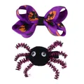 Détails du nœud d'Halloween avec imprimé sorcière et pince à cheveux araignée noire - Style Araignée Nœud Violet