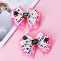 Barrettes à cheveux nœuds rose et blanc avec motifs de remise de diplôme et décor ABC - Pince à Cheveux Nœud Étoile Rose