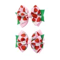 Coppia di fermagli per capelli rosa con motivo a fragola e doppio fiocco per bambine e ragazze - Fermaglio per Capelli Fragola Rosa